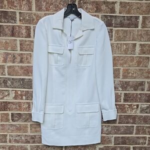 Diane von Furstenberg white front pockets mini dress Size 0